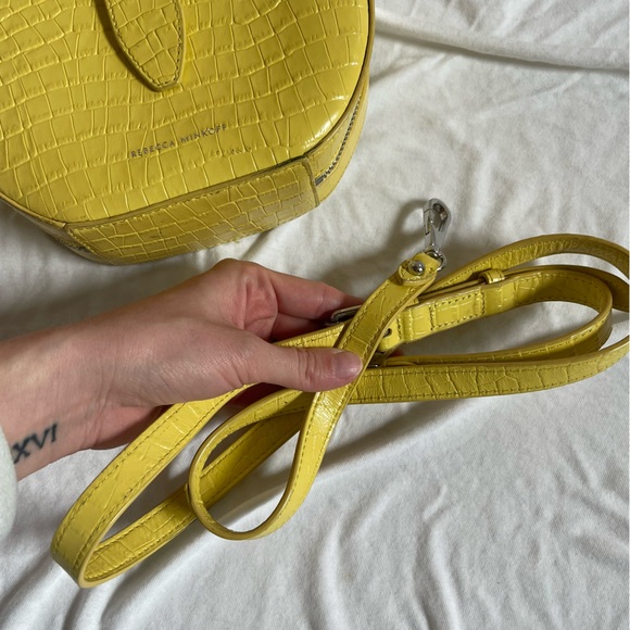 Rebecca Minkoff Yellow Croc Embossed Leather Kate Circle Bag Crossbody - Picture 8 of 10
